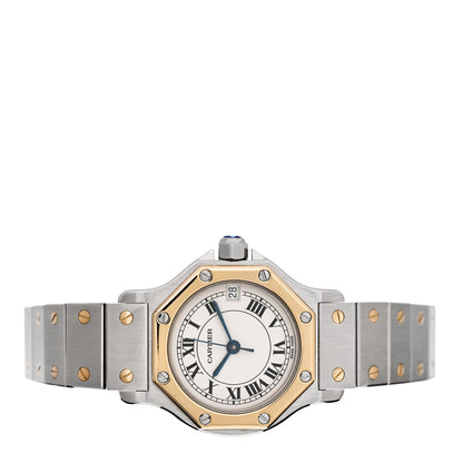 Cartier Stainless Steel 18K Yellow Gold 25mm Santos Octagon Quartz Watch 2 of 5