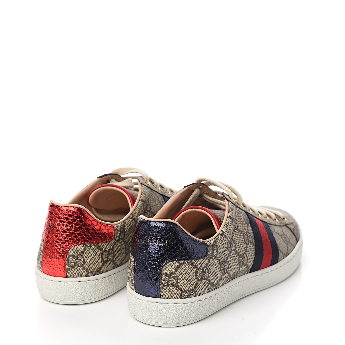 GG Supreme Monogram Womens Ace Low-Top Sneaker 37.5 Beige