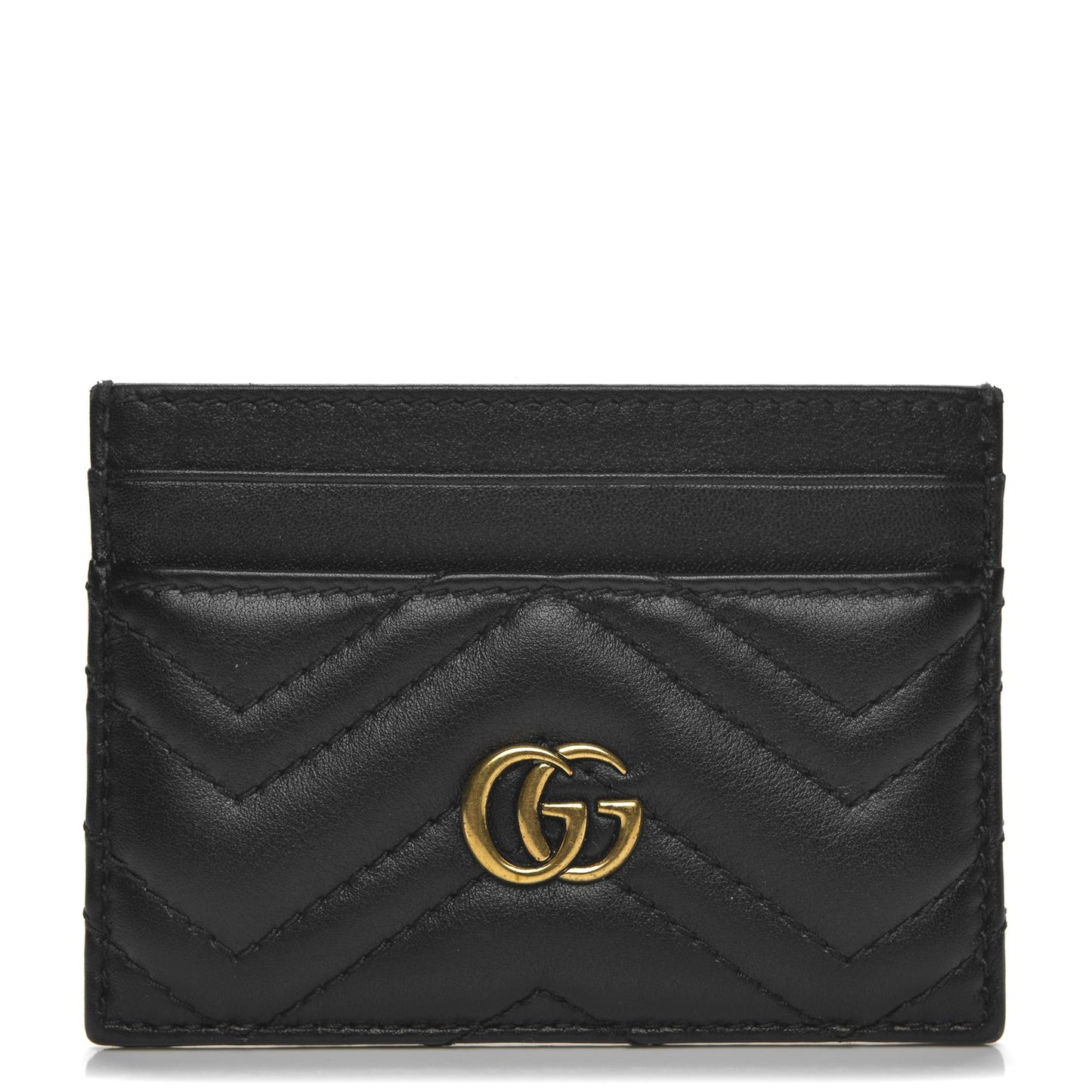 Calfskin Matelasse GG Marmont Card Holder Black