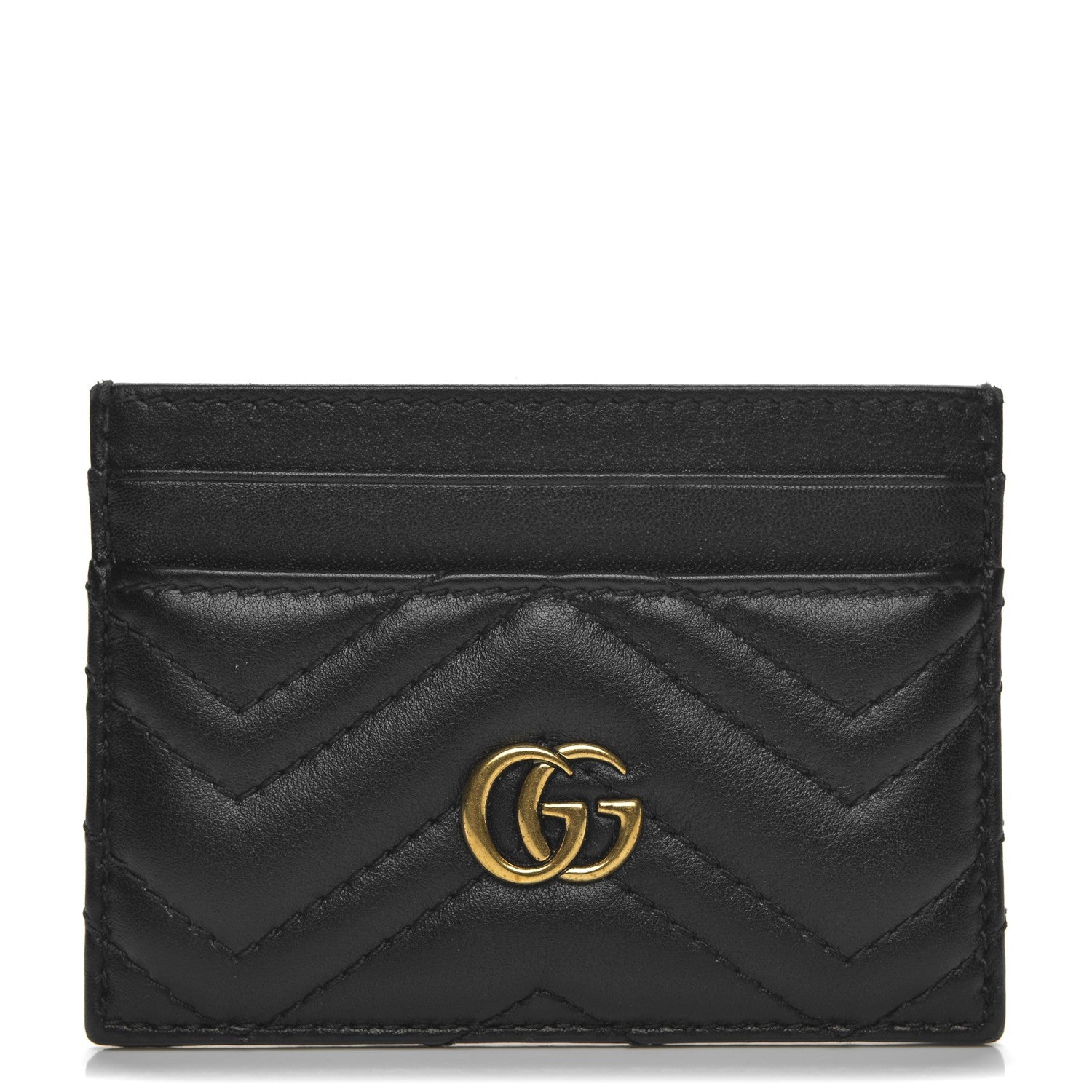 Gucci Calfskin Matelasse GG Marmont Card Holder Black 1 of 6