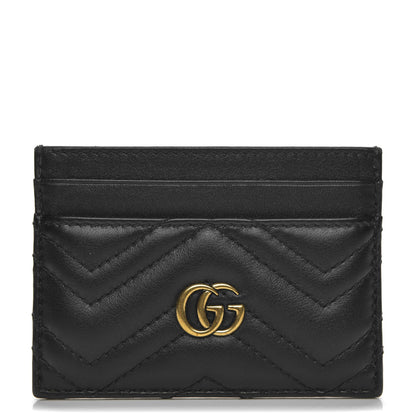 Gucci Calfskin Matelasse GG Marmont Card Holder Black 1 of 6