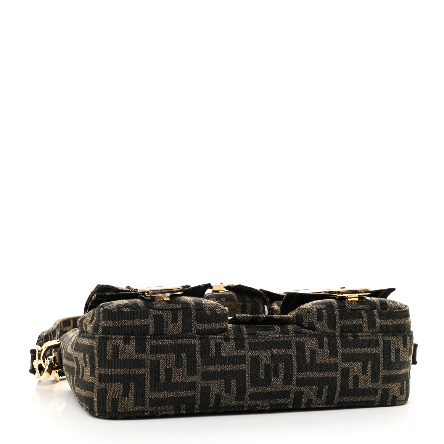 Fendi Fabric Jacquard FF 1974 Multipocket Baguette Tobacco Moro 4 of 9