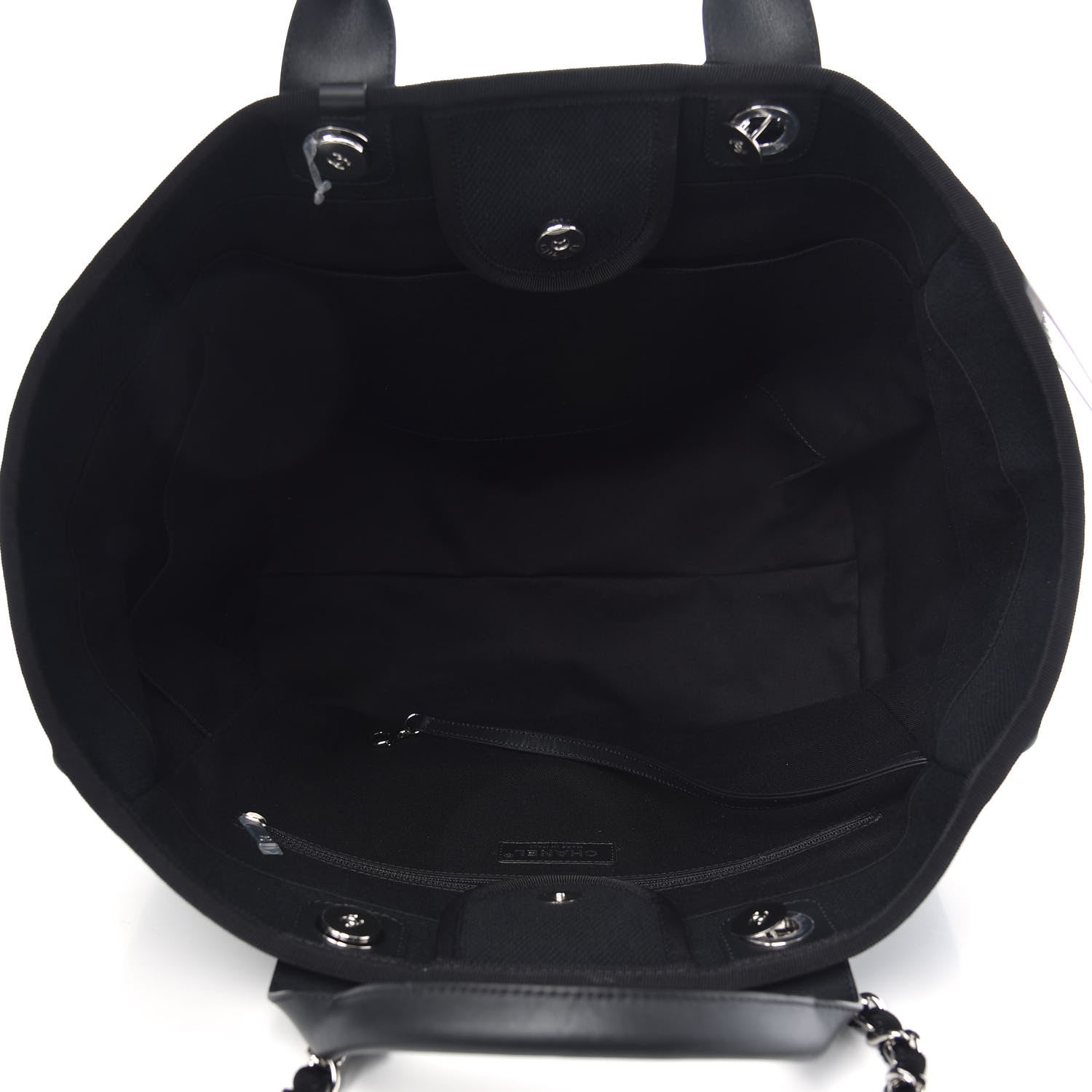 Chanel Canvas Pearl Medium Deauville Tote Black 5 of 10