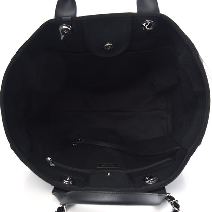 Chanel Canvas Pearl Medium Deauville Tote Black 5 of 10