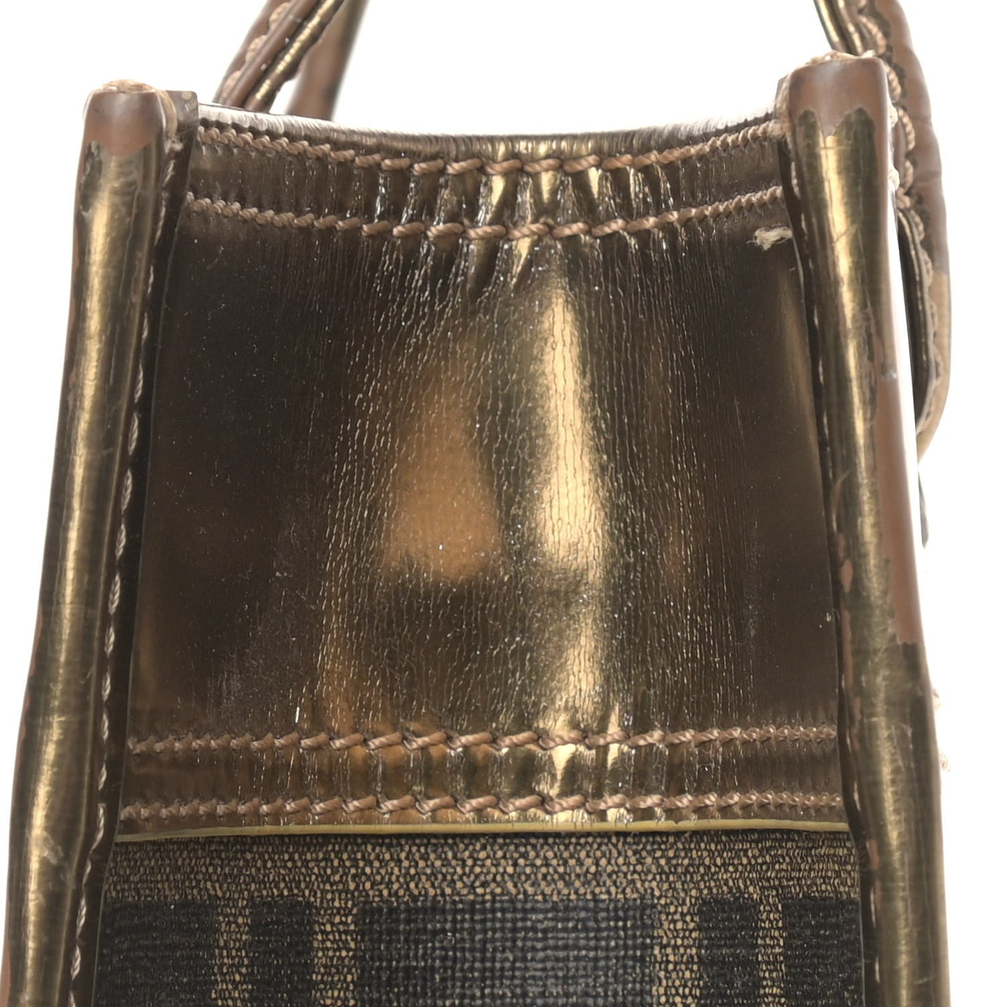 Metallic Calfskin Zucca Spalmati Shopping Tote Tobacco