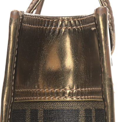 Fendi Metallic Calfskin Zucca Spalmati Shopping Tote Tobacco 15 of 17