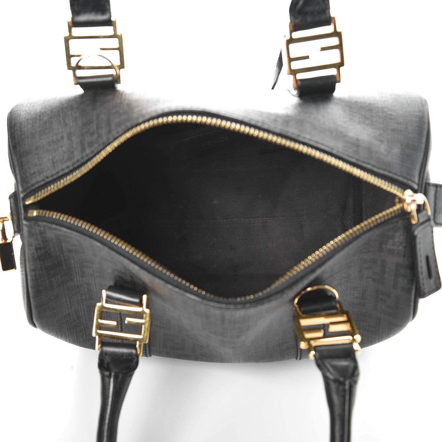 Fendi Zucchino Spalmati Vitello Small Boston Moro Black 5 of 12