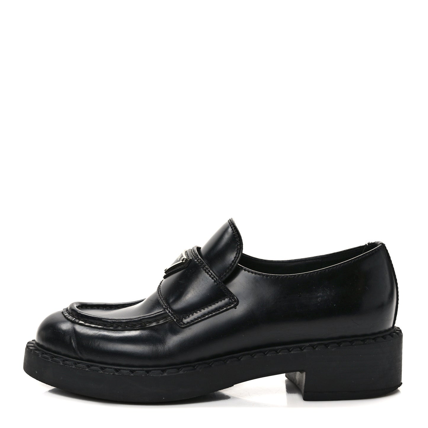 Spazzolato Metal Triangle Logo 50mm Loafers 35.5 Black