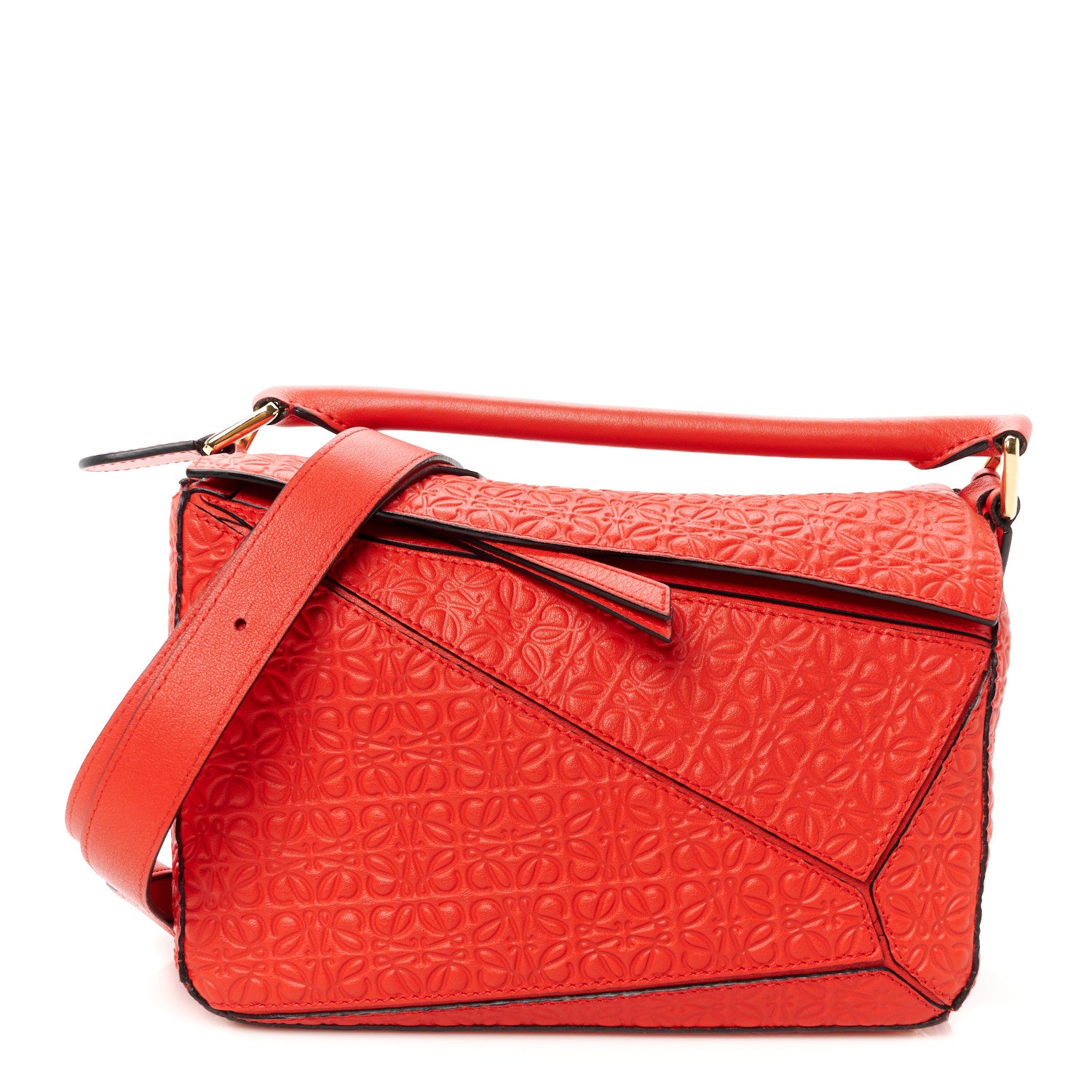 Loewe Calfskin Embossed Small Puzzle Bag Red 1 of 11