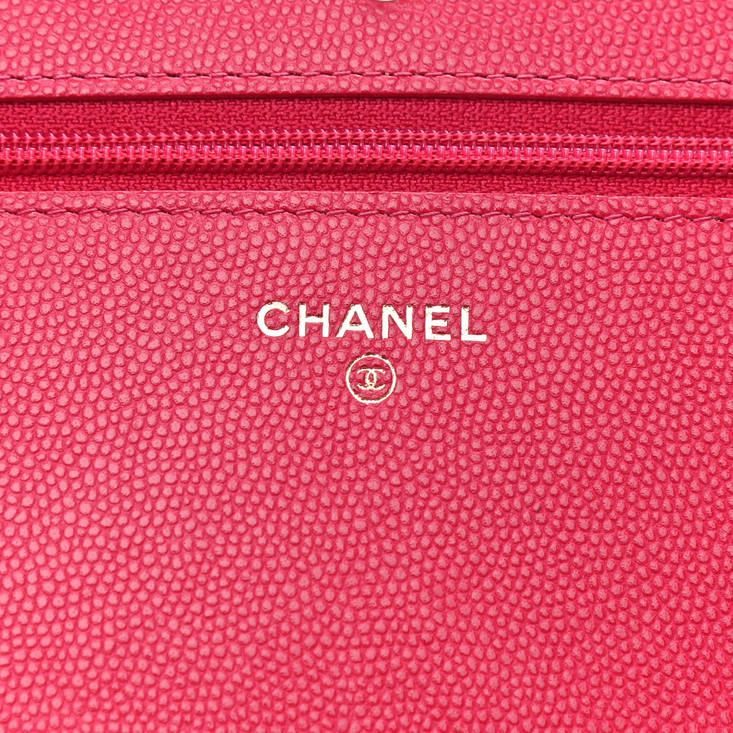 Caviar Camellia Embossed Wallet On Chain WOC Fuschia