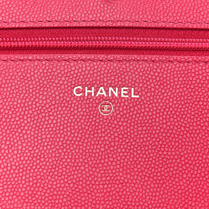 Chanel Caviar Camellia Embossed Wallet On Chain WOC Fuschia 5 of 11