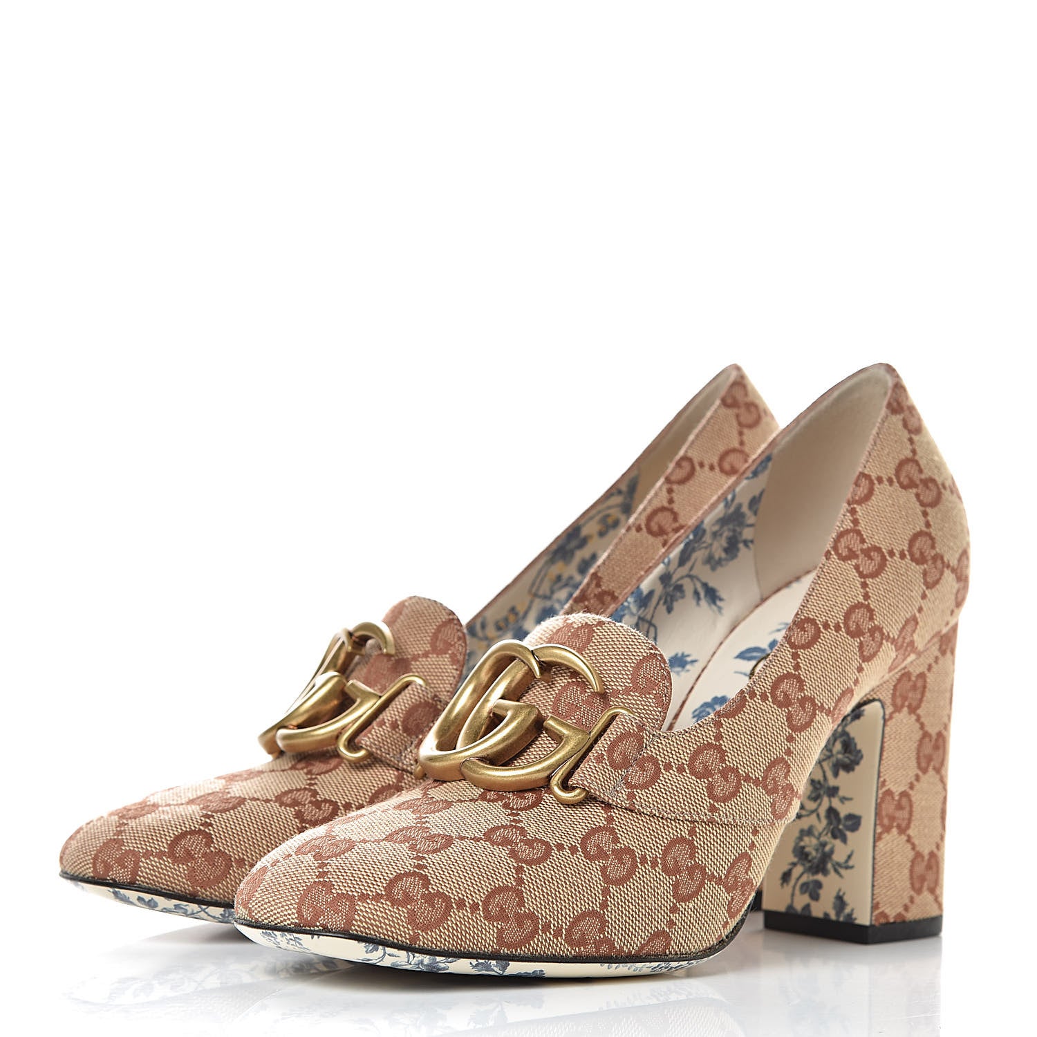 Gucci Monogram GG Victoire 95mm Loafer Pumps 38 Beige Ruggine 3 of 9