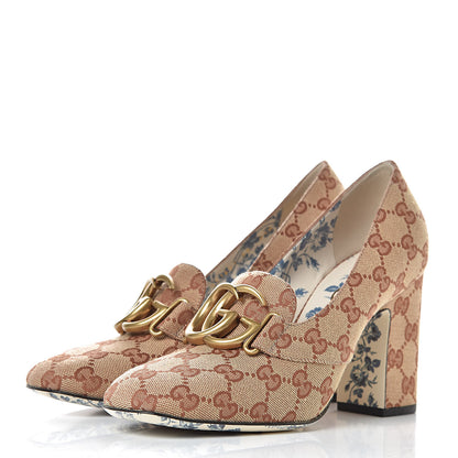Gucci Monogram GG Victoire 95mm Loafer Pumps 38 Beige Ruggine 3 of 9