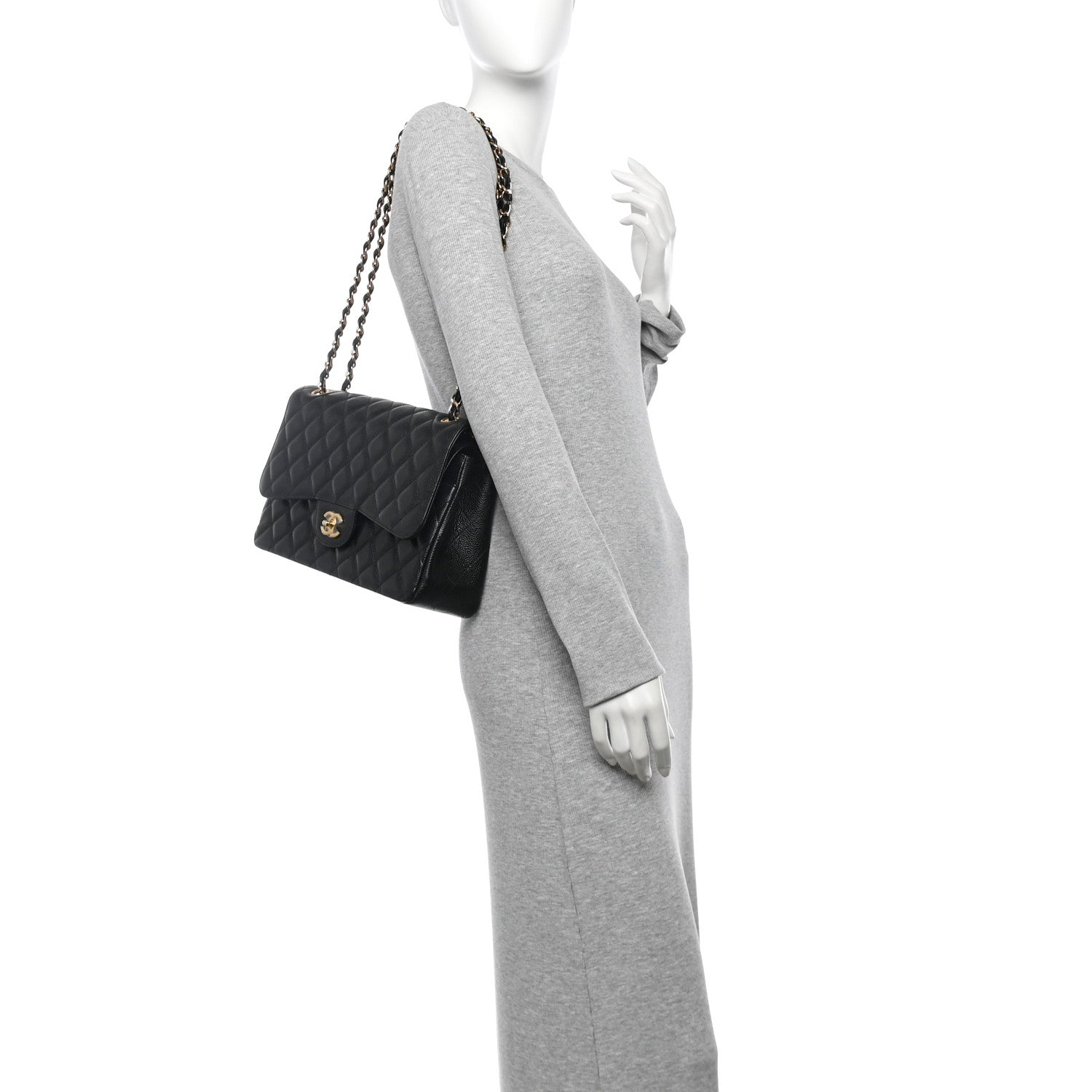 Chanel Caviar Quilted Jumbo Double Flap Black 2 of 12