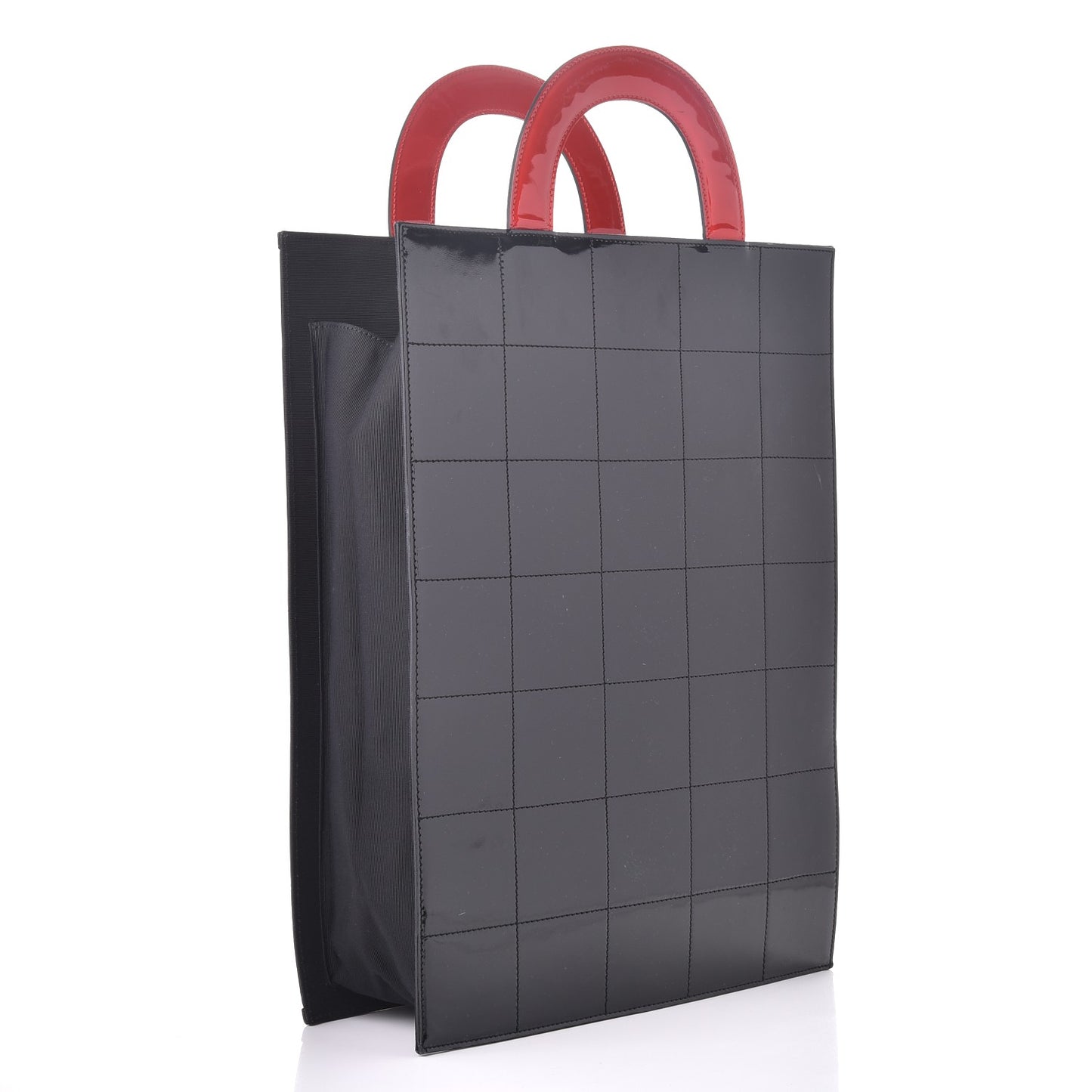 Patent Printed Shopping Tote Red