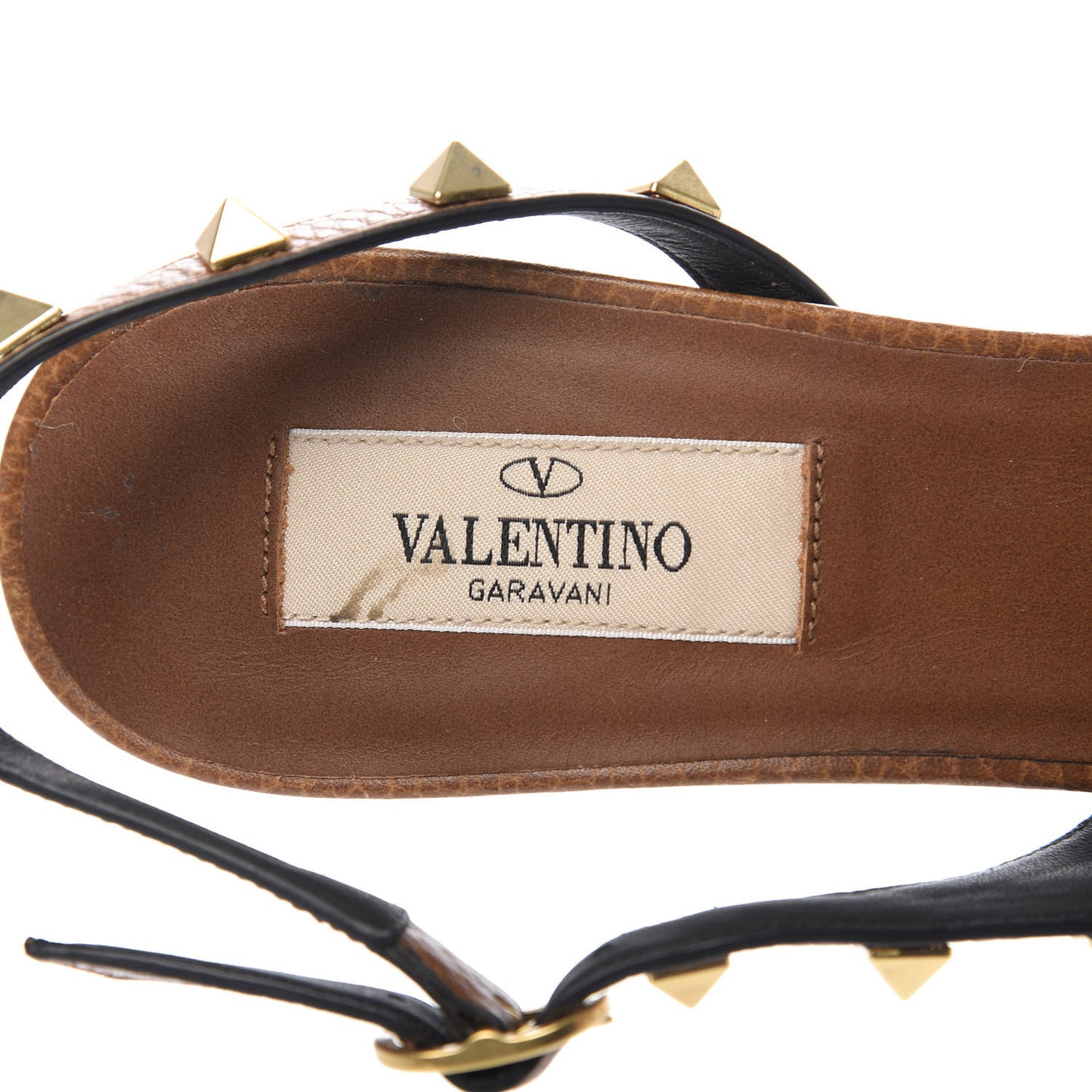 Pebbled Calfskin Rockstud Half D'Orsay Slingback 50mm Pumps 38 Cuoio