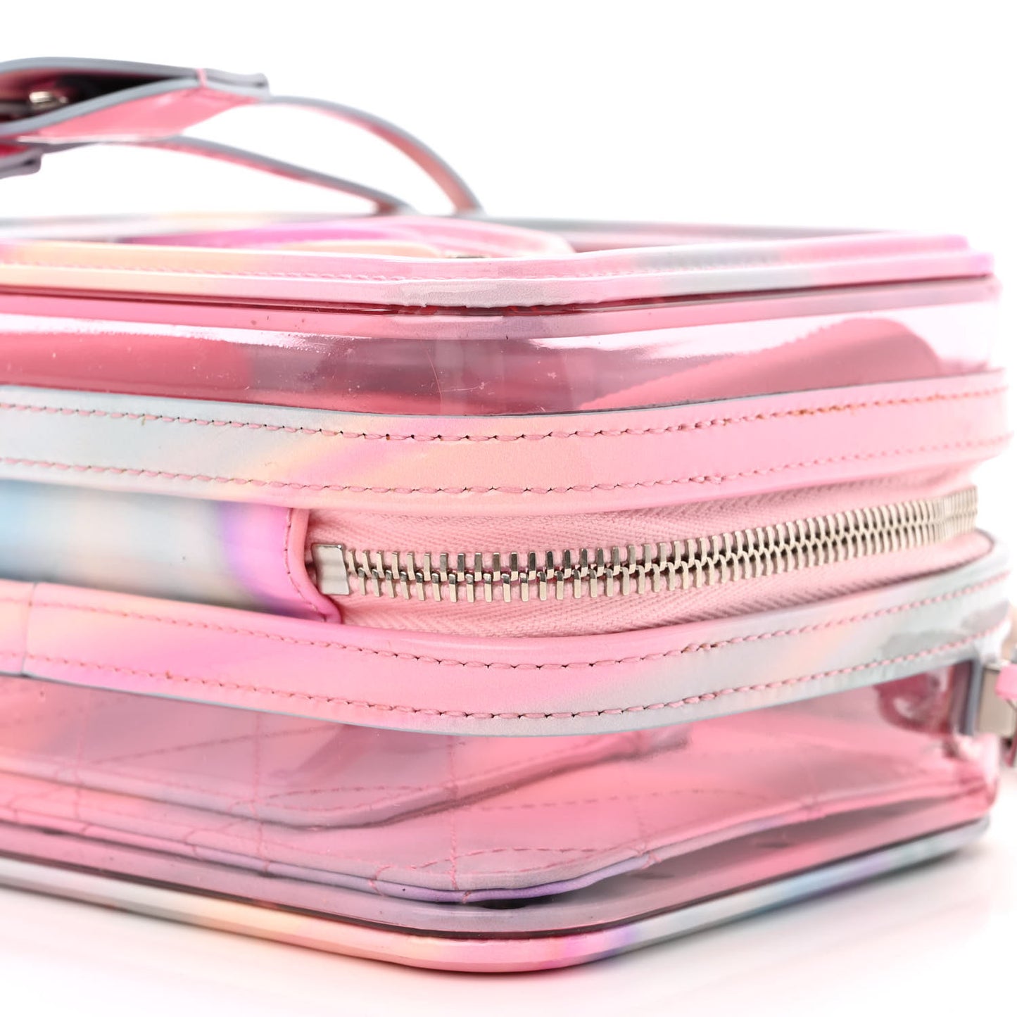 PVC Patent Calfskin Patent Lambskin Small CC Vanity Case Pink