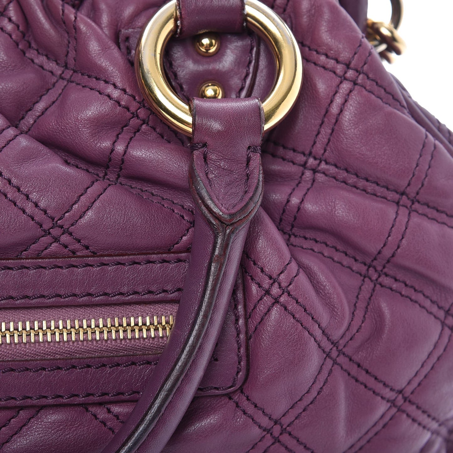 Calfskin Quilted Stam Purple