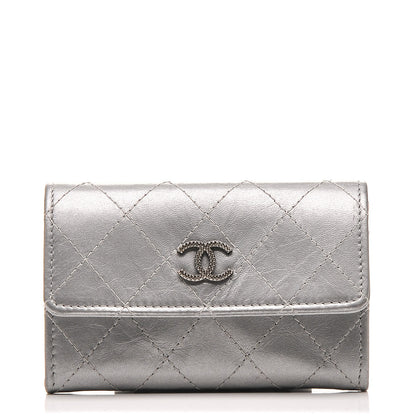 Chanel Metallic Calfskin Quilted Palette Card Holder Silver 1 of 8