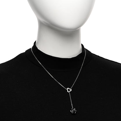 Chanel 18K White Gold Diamond Black Onyx Camelia Sculpte Drop Pendant Necklace 2 of 5