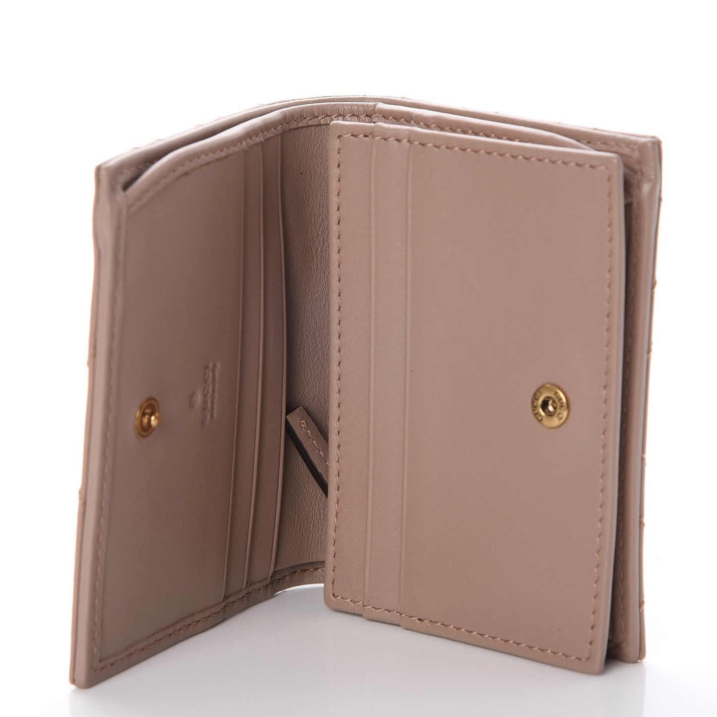 Calfskin Matelasse GG Marmont Card Case Wallet Porcelain Rose