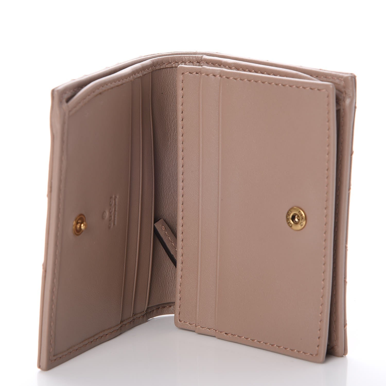 Gucci Calfskin Matelasse GG Marmont Card Case Wallet Porcelain Rose 5 of 13