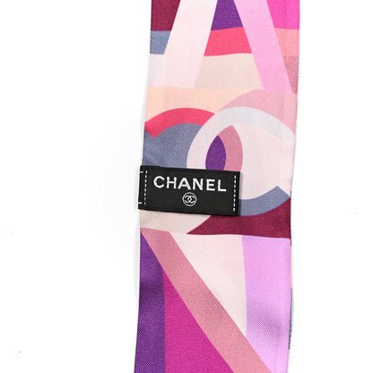 Chanel Silk CC Slim Bandeau Pink Purple Beige 3 of 7