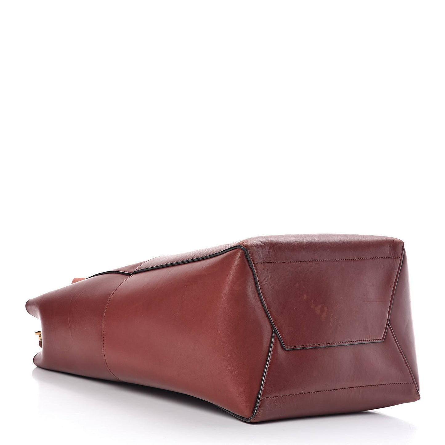 Natural Calfskin Sangle Bucket Bag Red Wood