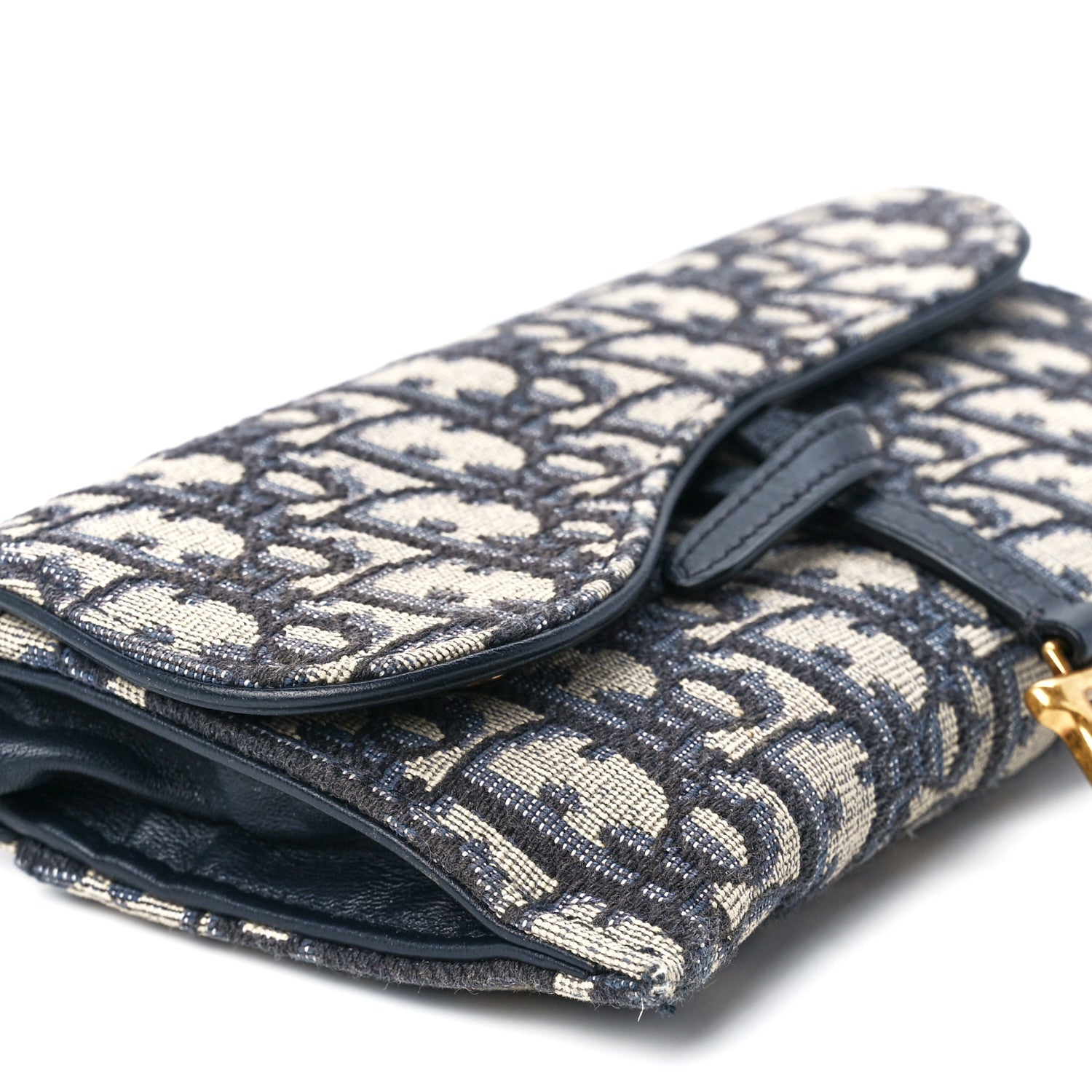 Christian Dior Oblique Saddle Chain Long Wallet Blue 12 of 13