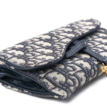 Christian Dior Oblique Saddle Chain Long Wallet Blue 12 of 13