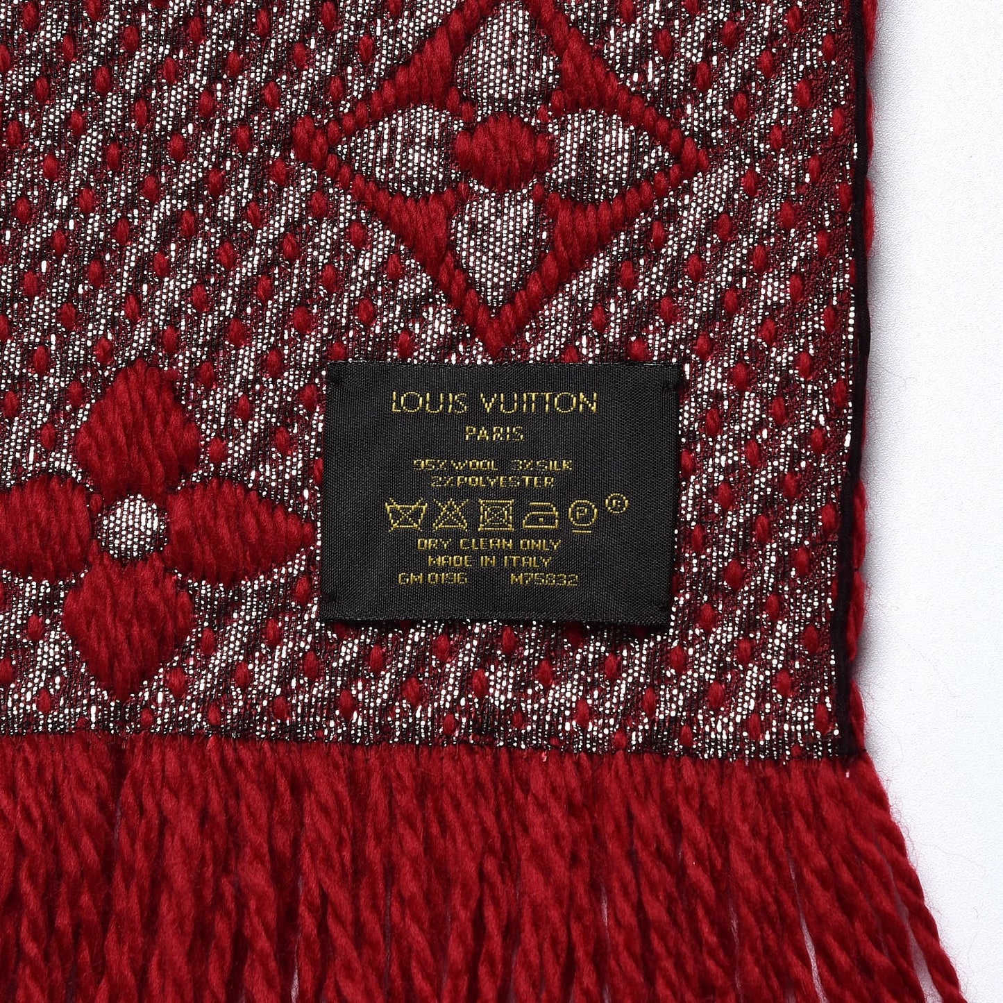 Wool Silk Logomania Shine Scarf Rubis