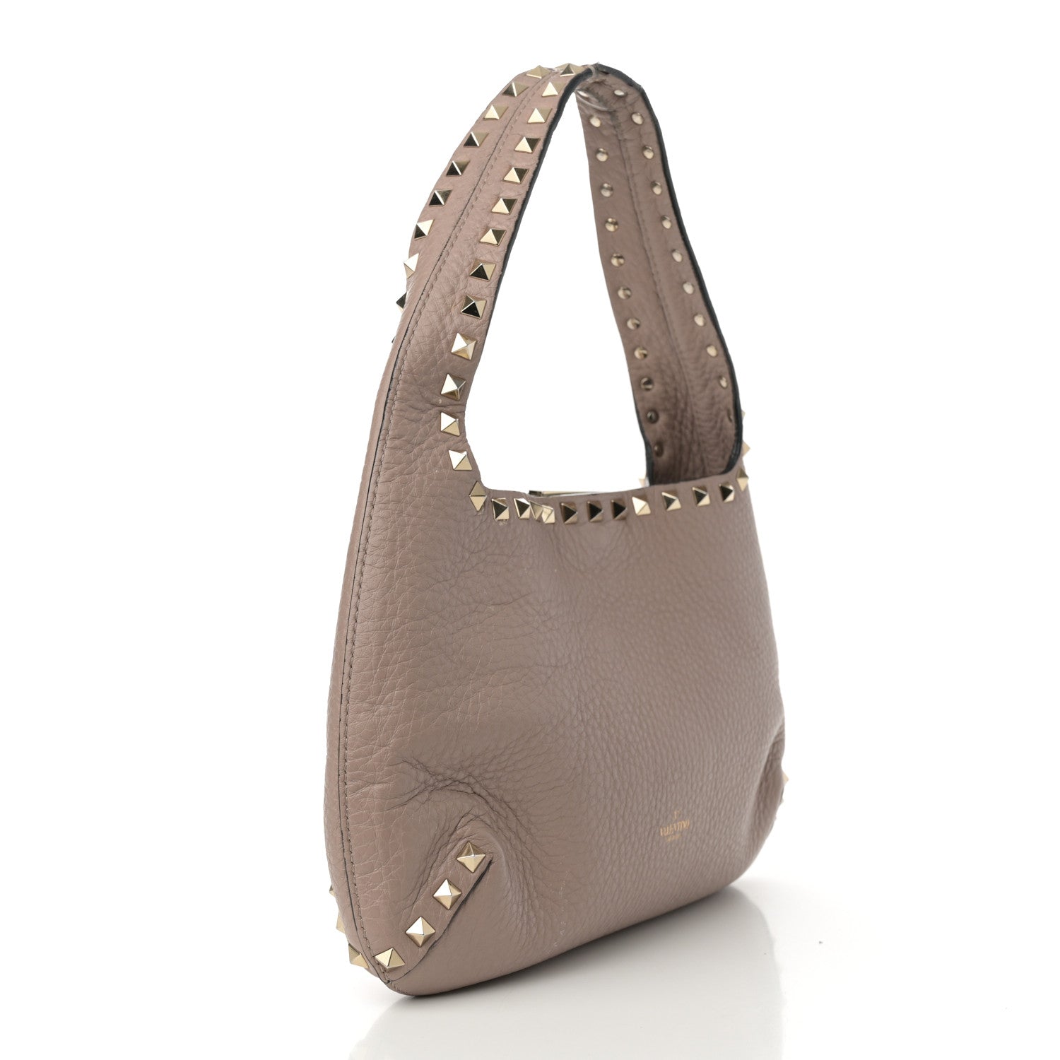 Valentino Garavani Pebbled Calfskin Small Rockstud Flip Lock Hobo Poudre 3 of 18