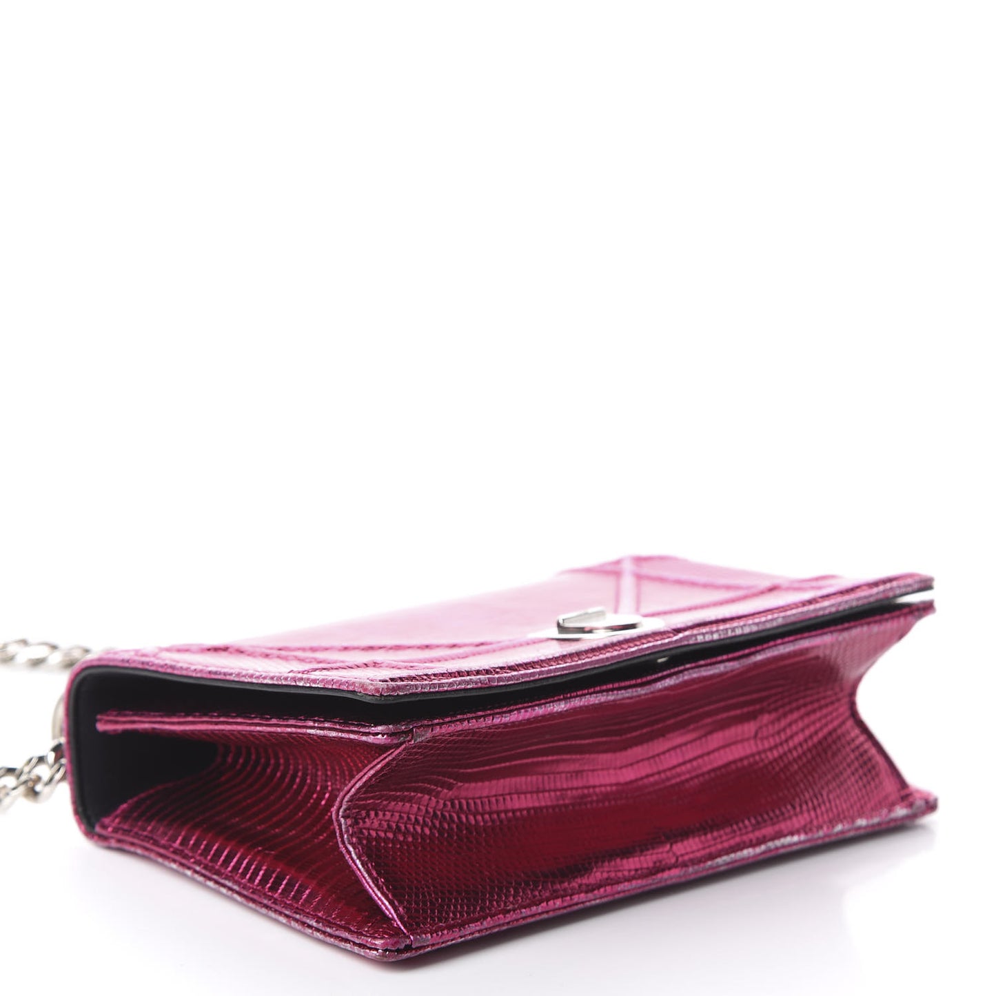 Metallic Lizard Small Diorama Flap Bag Fuchsia
