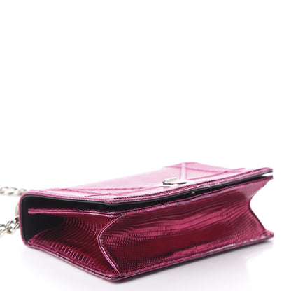 Christian Dior Metallic Lizard Small Diorama Flap Bag Fuchsia 3 of 12