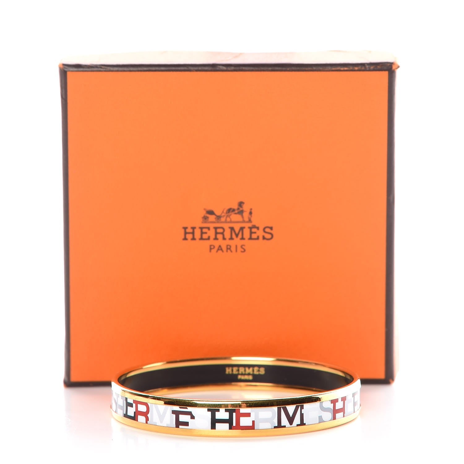 Hermes Enamel Printed Narrow Capitales Bracelet 65 6 of 6