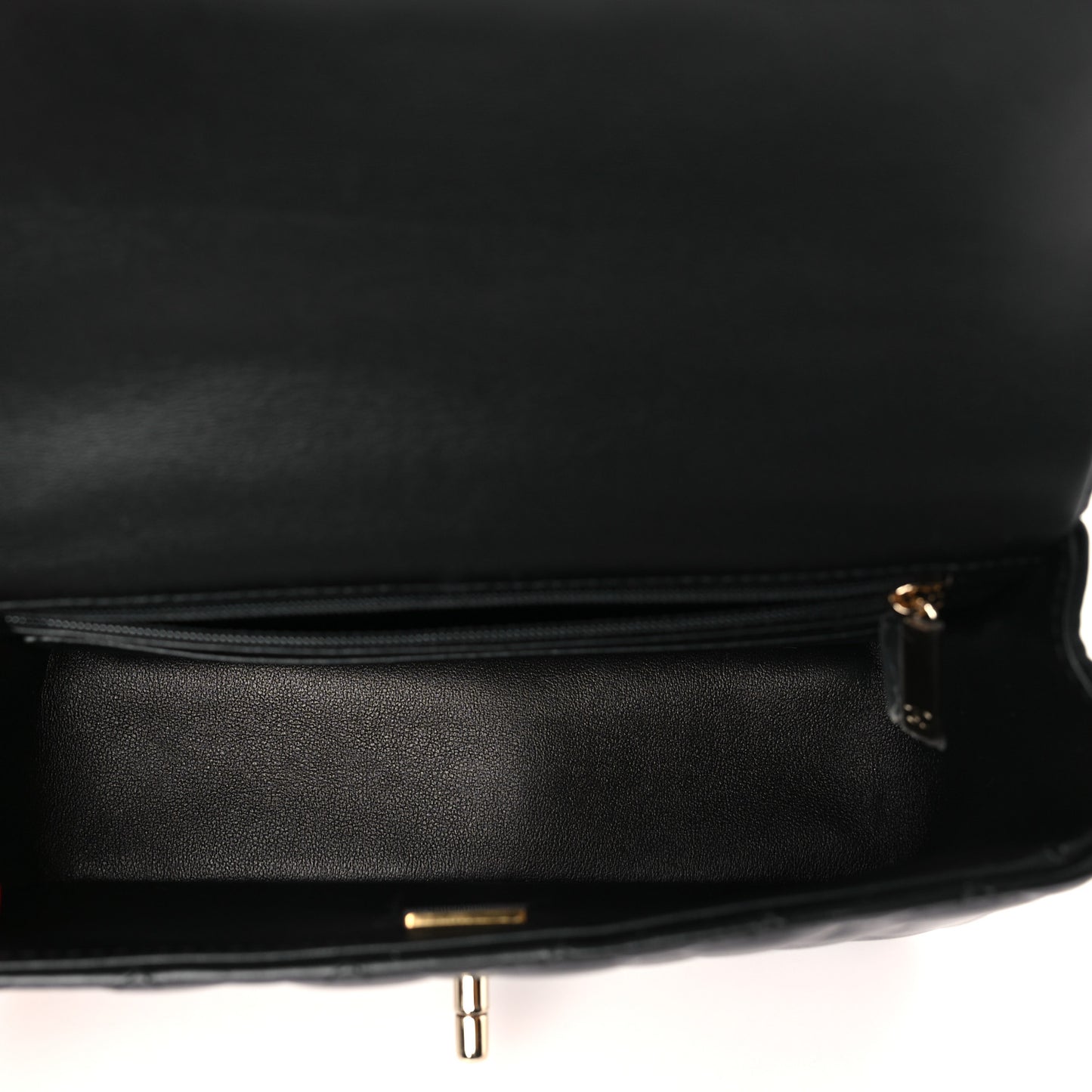 Lambskin Quilted Mini Top Handle Rectangular Flap Black