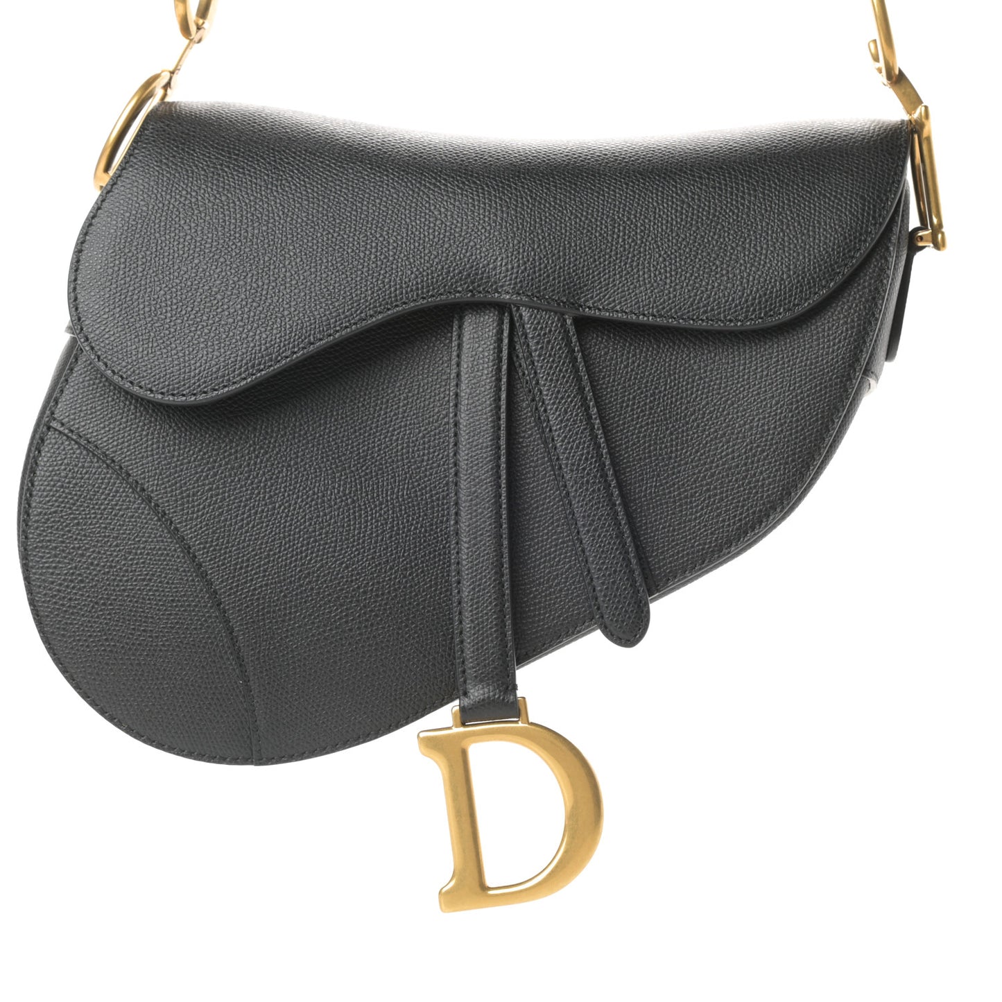 Grained Calfskin Saddle Bag Black