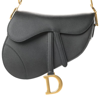 Christian Dior Grained Calfskin Saddle Bag Black 8 of 11