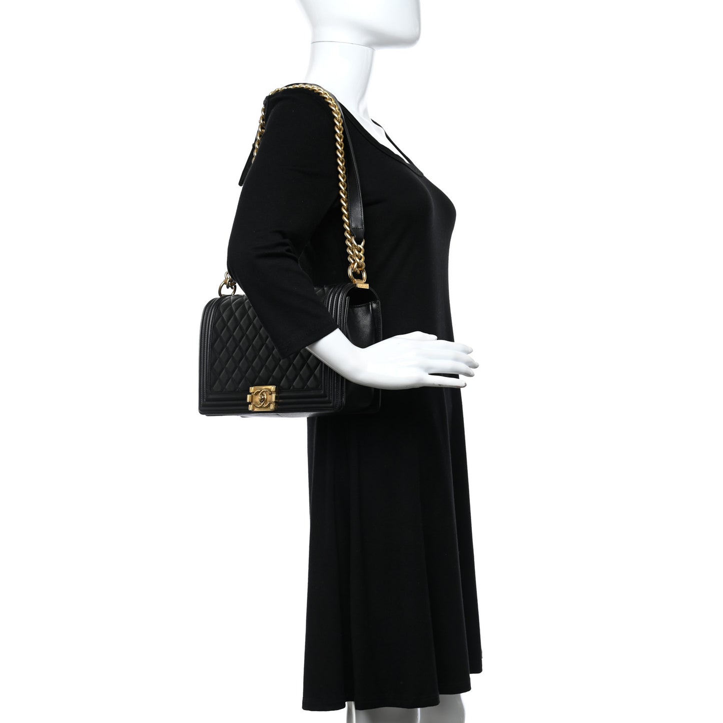 Lambskin Quilted New Medium Boy Flap Black