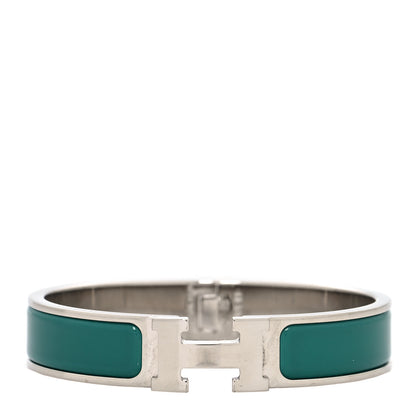 Hermes Narrow Enamel Clic Clac H Bracelet PM Vert Bleuete 1 of 5