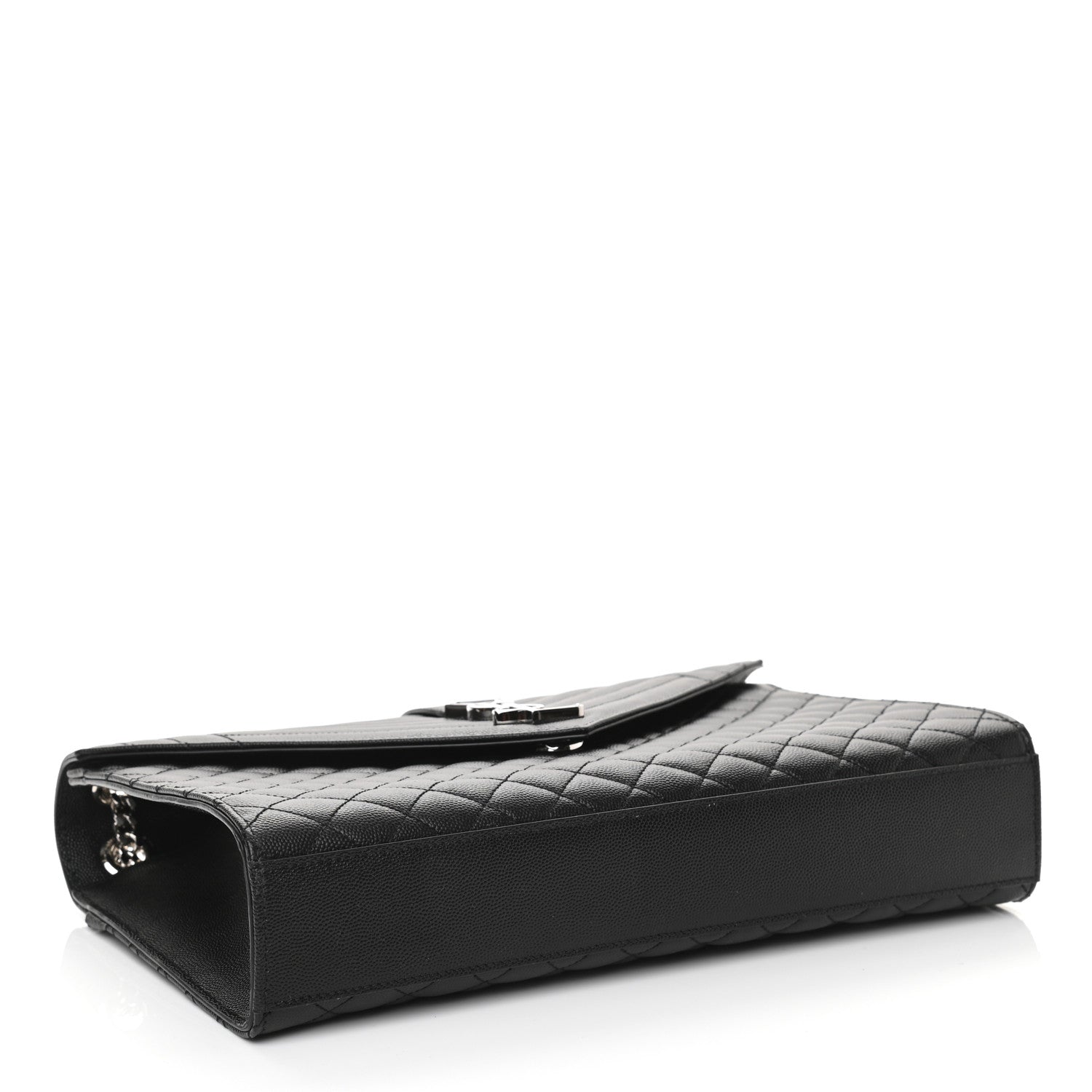 Saint Laurent Grain De Poudre Textured Mixed Matelasse Large Triquilt Monogram Satchel Black 4 of 10