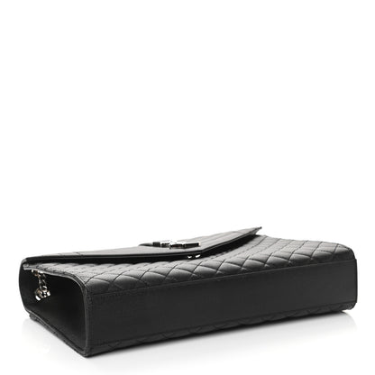 Saint Laurent Grain De Poudre Textured Mixed Matelasse Large Triquilt Monogram Satchel Black 4 of 10