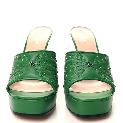 Gucci Calfskin Embellished Claire Mules 37 Spring Green 2 of 9