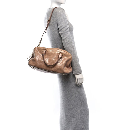 Miu Miu Calfskin Crocodile Embossed Shoulder Bag Beige 2 of 10