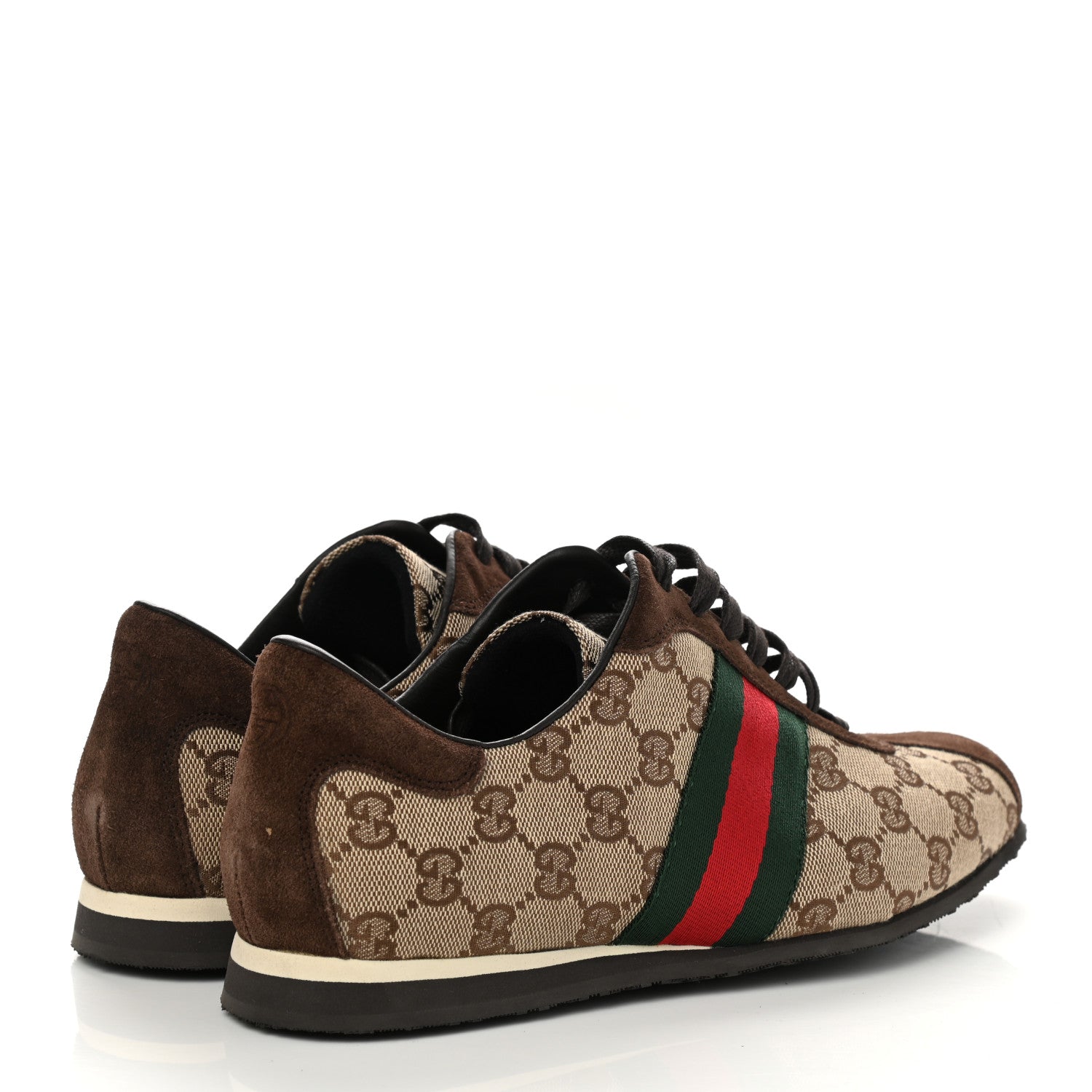 Gucci GG Monogram Suede Vintage Web Womens Sneakers 8 Dark Chestnut 4 of 9