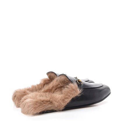 Gucci Calfskin Fur Womens Princetown Slippers 41.5 Black 4 of 8