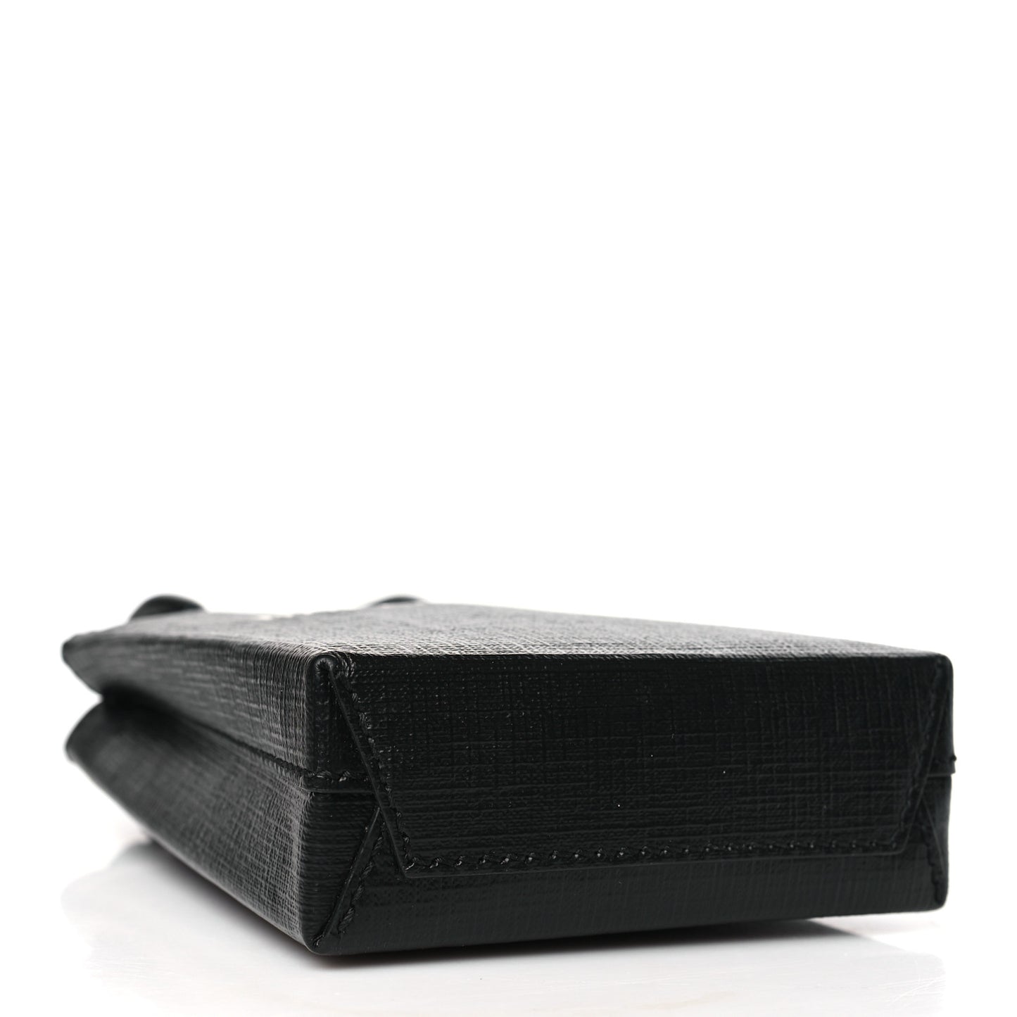 Squared Calfskin Logo Shopping Phone Holder Bag Black