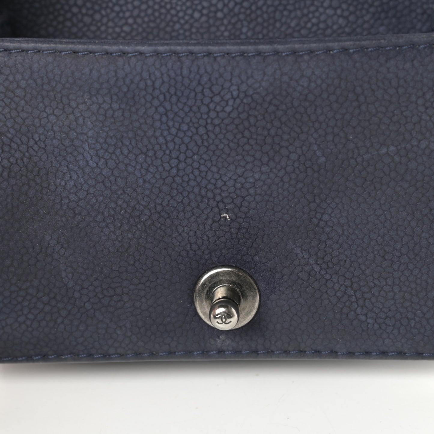 Iridescent Caviar Quilted Mini Boy Flap Navy
