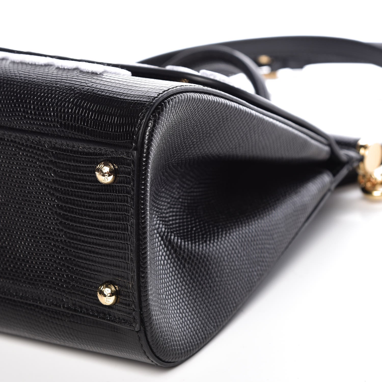 Dolce & Gabbana Calfskin Iguana Embossed Studded Medium Fashion Sinner Patch Miss Sicily Satchel Black 6 of 10