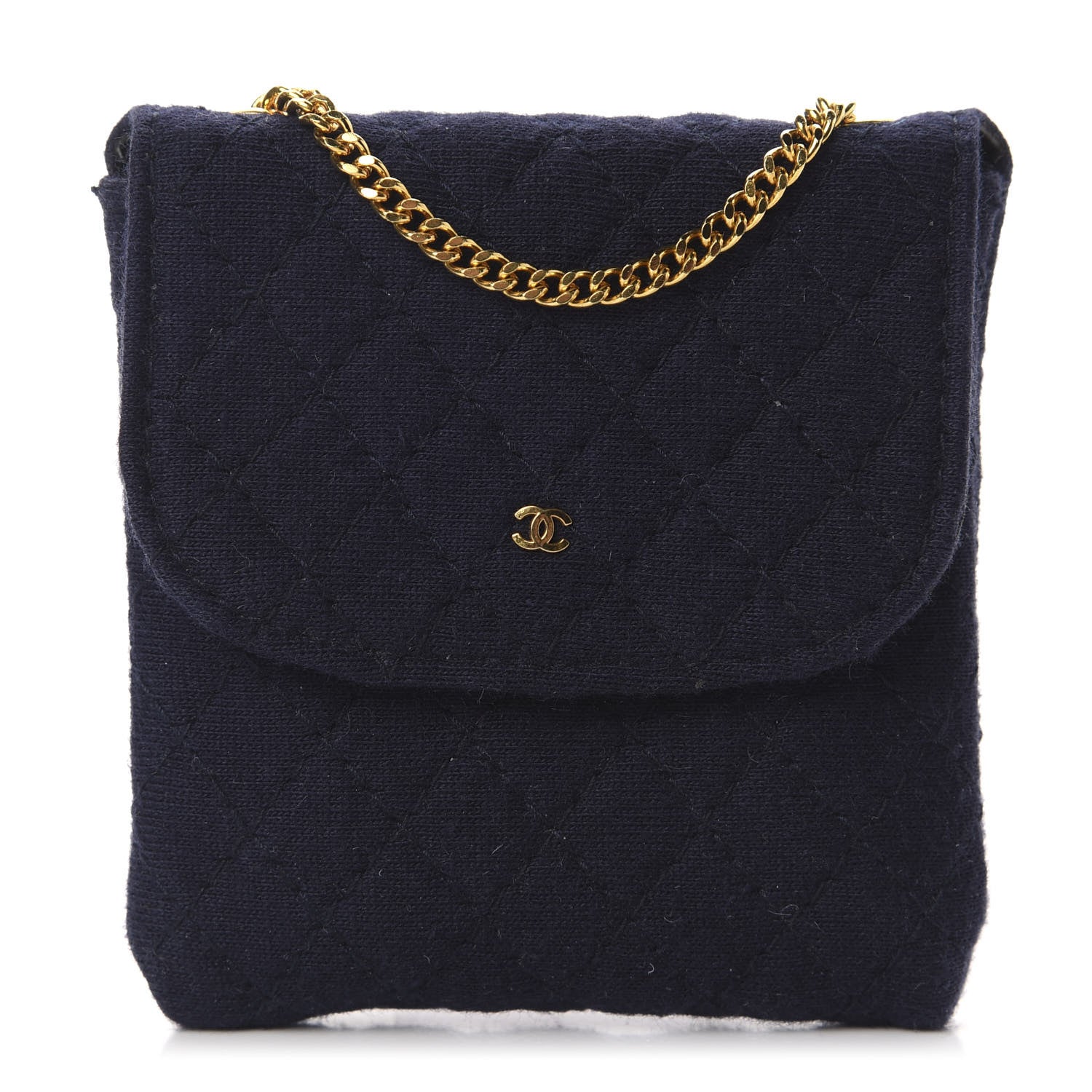 Chanel Jersey Quilted Micro Flap Bag Navy 1 of 9